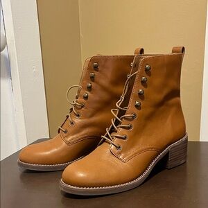 Madewell Tan Lace Up Leather Boots